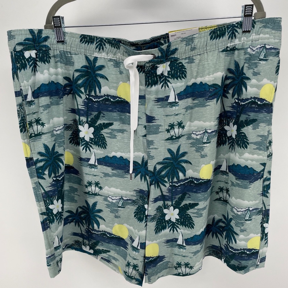 Sonoma Swim Trunks Mens XXL Green Tropical Hawaiian New With Tags 7 Inch Inseam